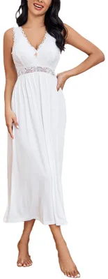 Imagen del producto de Camisón largo negro de encaje, estilo "Satin Nachthemd", para mujer. Camisones largos de encaje, diseño y, para mujer, con mangas