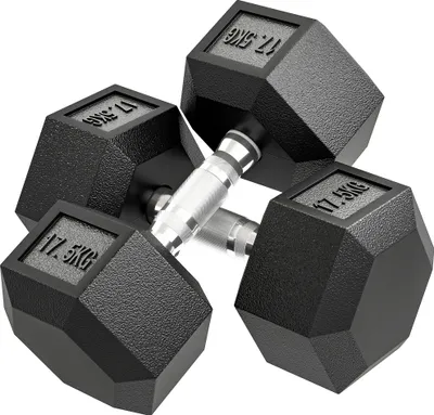 Produktbild von 35 kg Kurzhantel mit Anti-Rutsch-Griff, Schwarz-Silber Design für Krafttraining und Fitness
