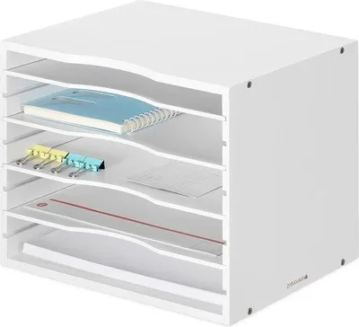 Produktbild von Famanu Schreibtischorganizer Ablage mit 5 Fächern - Bambus - 33 x 26 x 24,5 cm