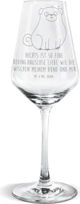 Produktbild von Mr. & Mrs. Panda Weinglas Mops - Transparent - Geschenk, Pure Liebe, Weißwein Kelch, Glas, Sprüche, Hund, wein, Knuffig, Weißweinkelch