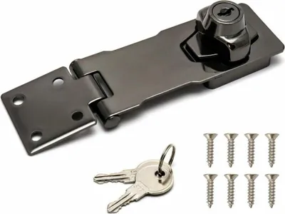 Produktbild von Sicherheitsschloss 1 Stück, 10 Cm Schwarz, Türschloss Mit Schrauben, Für Haustür Und Garagentor