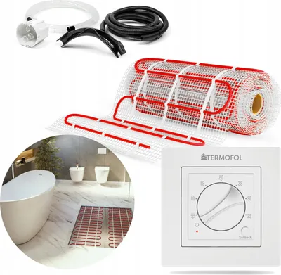 Produktbild von Termofol Set Heizmatte mit Thermostat - Elektrische Fußbodenheizung fur Badezimmer, Wohnzimmer und Küche - Heizfolie mit Heizkraft 150W/m2 - Oberfläche 5,0 m² - H3 Weiß