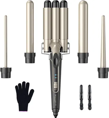 Produktbild von Lockenstab set 5 in 1 Welleneisen - Lockenstäbe 3 Fässer für Große Keine Locken