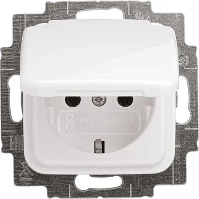 Immagine prodotto di Busch-Jaeger 20EUK-214 Presa di corrente con coperchio incernierato Reflex SI bianco alpino