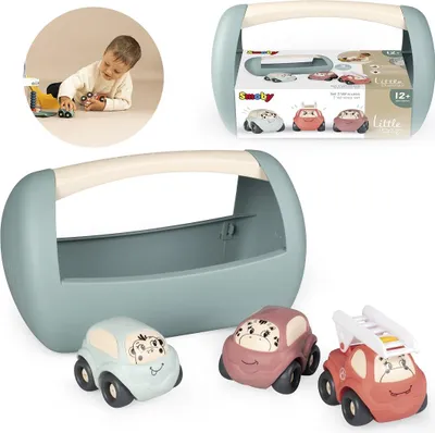 Produktbild von Smoby Spielzeugautos Little Smoby 3er-Set mit Aufbewahrungsbox