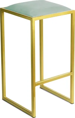 Produktbild von FERRO Barhocker 64 cm Gold - Blaugrün – Moderner Metall Barstuhl ohne Lehne im Loft-Stil mit Gepolstertem Sitz