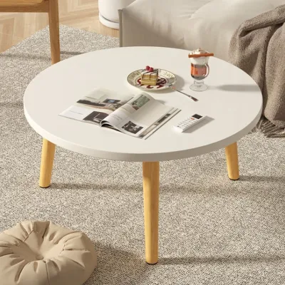 Produktbild von Esstisch mit massivem Holz Bein wasserdicht Nordic Style 60cm Runde Form Freizeit Couchtisch Home Furniture