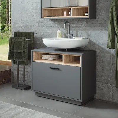 Zdjęcie produktu dla Szafka podumywalkowa Vicco Beatrice Antracyt/Sonoma 80 x 64 cm z szufladą, Model 54891
