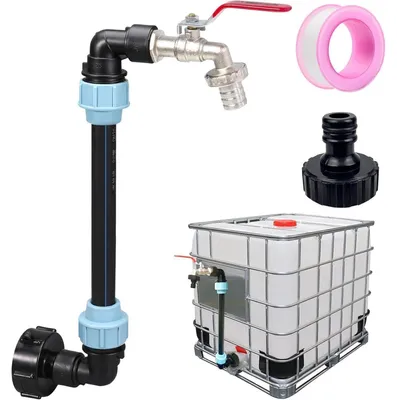 Productafbeelding van Aftapkraan, afsluitkraan, waterkraan, adapter S60x6, 3/4 inch, voor IBC-containers, zwanenhalsmodel