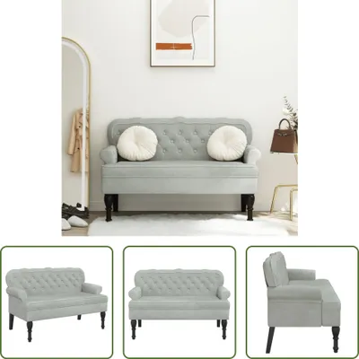 Produktbild von The Living Store Sitzbank mit Rückenlehne Hellgrau 119,5x64,5x75 cm Samt