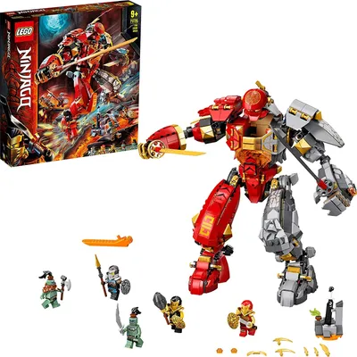 Zdjęcie produktu dla LEGO 71720 NINJAGO Ognisty klockowy mech, figurka ninja w akcji