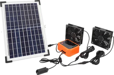Obrázek produktu pro Sada solárních odsávacích ventilátorů 10W solární panel s dvojitými ventilátory s baterií 4400mAh a regulátorem pro skleník Shed