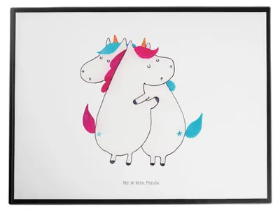 Produktbild von Mr. & Mrs. Panda schreibtischunterlage Einhörner Umarmen - Weiß - Geschenk, Unicorn, Schreibunterlage, malunterlagen, Familie, schreibtischunterlagen, Geschwister, Liebe