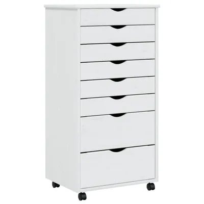 Immagine prodotto di vidaXL Armadio a rotelle con cassetti MOSS Bianco in legno di pino massiccio