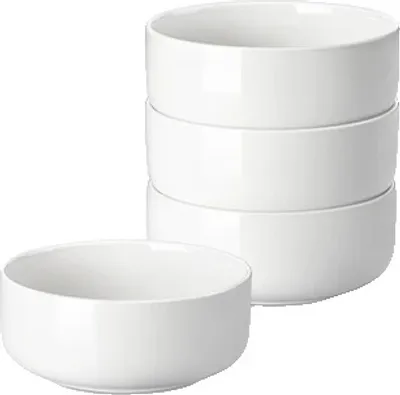 Immagine prodotto di MALACASA Ciotole per cereali, elegante design rotondo, capacità 650 ml, set di 4 pezzi bianco
