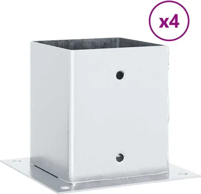 Immagine prodotto di vidaXL Supporto per pali quadrato 4 pezzi argento 101x101mm acciaio zincato