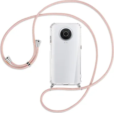 Produktbild von Handykette Backcover-Schutzhülle mit Band (Metall silberfarben) für Nokia G10, G20 (Nokia 6.3) - roségold