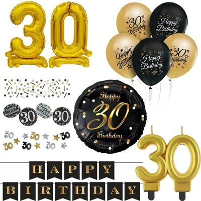 Produktbild von Partyset 30. Geburtstag Deko schwarz gold Dekoration Party
