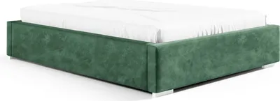 Produktbild von Stauraumbett Linn 200x200 – Modern & Stabil ohne Kopfteil mit Metallrahmen, Gasdruckfedern & Edlem Samtbezug Piano 26 Flaschengrün