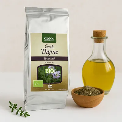 Produktbild von Greco Echter Thymian Thymus Vulgaris 35g Ökologisch Getrockneter Thymian Natürliches Kräutergewürz