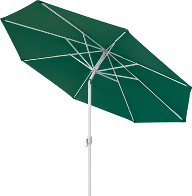 Produktbild von paramondo interpara Sonnenschirm, 3,5 m, rund, grün, Gestell, weiß knickbar, Kurbelbedienung, Alu-Mast & Air Vent | Balkonschirm & Gartenschirm | Kurbelschirm