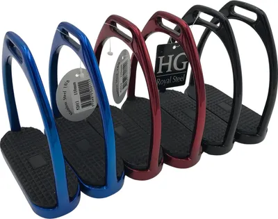 Produktbild von Horse Guard Paar Steigbügel  Stahl rostfrei Glanz rot blau schwarz viele Größen, Farbe:rot, Größe:120 mm