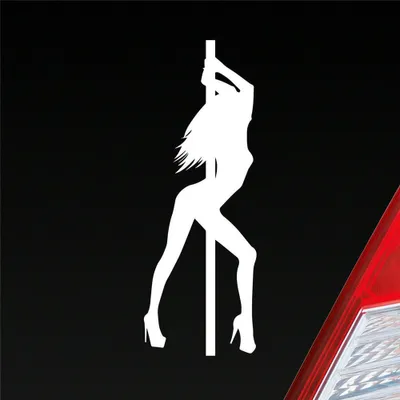 Produktbild von Auto Aufkleber Sexy Girl Poledance Strip GoGo Pin Up 12x4 cm Weiss Glanz Sticker Heckscheibenaufkleber