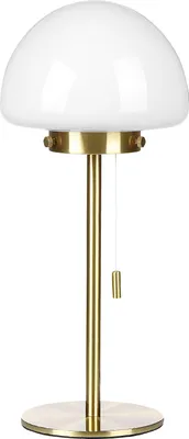 Produktbild von BELIANI Tischlampe Gold Metallsockel, Glasschirm, Zugschalter, minimalistischer Stil Bürolicht für zu Hause