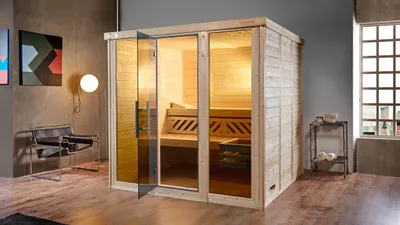Produktbild von weka Design-Sauna KEMI PANORAMA 3 inkl. 7,5 kW BioS-Ofenset x B x T x H  x 211 x 210 x 200