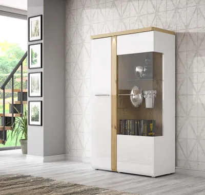 Produktbild von THORNTON Vitrine 2-türig inkl. Beleuchtung Weiß / Artisan Eiche, LED-Beleuchtung:ohne Beleuchtung