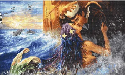Zdjęcie produktu dla Letistitch Zestaw do haftu krzyżykowego "Pocałunek syrenki"; wzór do liczenia, 38x23cm