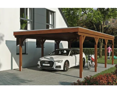 Produktbild von Einzelcarport SKAN Holz Grunewald 427 x 796 cm Nussbaum