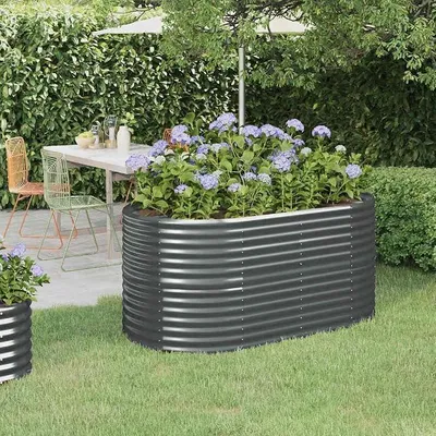 Imagen del producto de Cama elevada de acero galvanizado, 152x80x68 cm, color antracita, para terraza, robusta