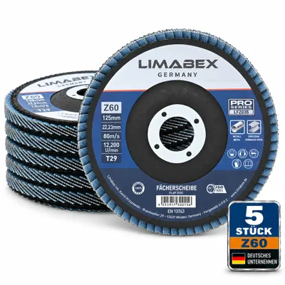 Produktbild von Fächerscheiben 125 mm Metall Stahl Edelstahl Z60 Lamellenscheiben INOX 5 Stück PRO Series
