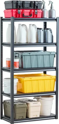 Zdjęcie produktu dla 5-poziomowy regał do garażu - Wtykany regał do piwnicy - 406,4x812,8x1600,2 mm - Optymalne przechowywanie - Oszczędność miejsca i stabilność
