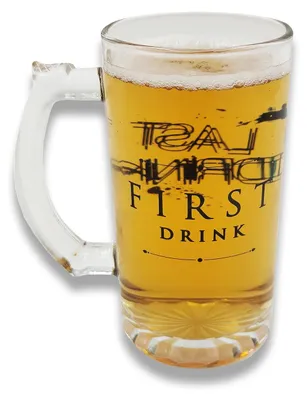 Bierglas "First Drink - Last Drink" 0,5 l lustige Inschrift