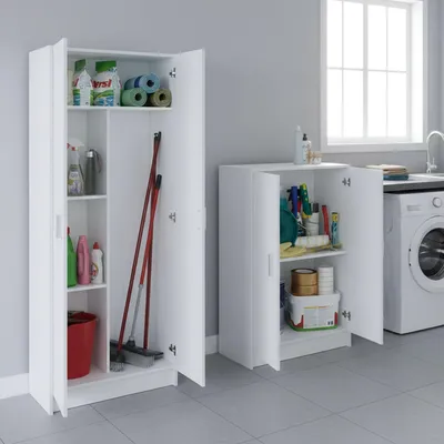 Produktbild von Ornago - Möbel-Set für Waschküche, Weiß, 4 Regale