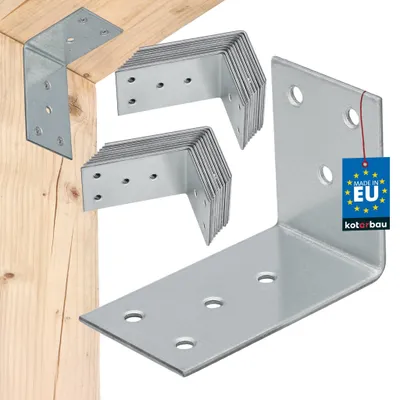 Obrázok produktu pre KOTARBAU® Sada 25 ks uhlových spojok, uhlové spojky pre ťažké zaťaženie 70x50x40 mm, pozinkovaná oceľ, uhlové spojky, stabilné, odolné, spojky na nosníky, strieborné