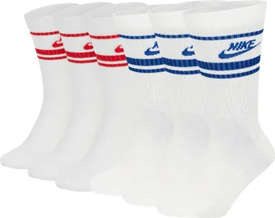 Produktbild von NIKE Uni 6er Pack Sportsocken - Everyday Essential Stripe, einfarbig Weiß/Rot/Weiß/Blau 38-42