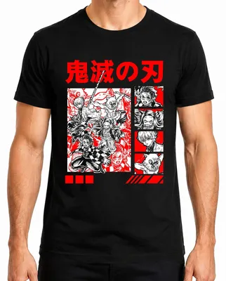 Obrázek produktu pro Kimetsu no Yaiba Demon Slayer Tanjiro Nezuko Inosuke Zenitsu pánské tričko, černá, XL
