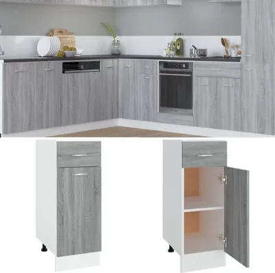 Image de Best Möbel Armoire basse avec tiroir Lyon Gris Sonoma 30x46x81,5 cm - Armoires de cuisine Cloris Neu5551057 1parcel