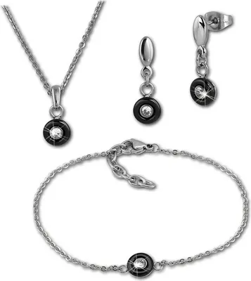 Image de Amello argenté noir brillant Ensembles pour dames D2ESSX35S