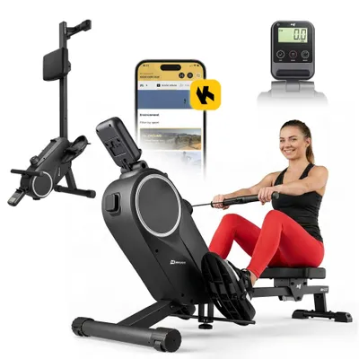 Produktbild von HOP SPORT® HS-055R Magnetisches Rudergerät für Zuhause, Rudermaschine mit 16 Widerstandsstufen, Bluetooth, App, Fitnessgerät für Ganzkörpertraining