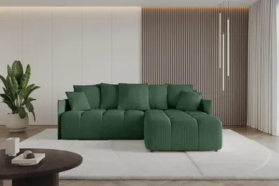 Produktbild von ALTDECOR Ecksofa mit Schlaffunktion und Bettkasten LONLI-L 251x189x68 cm Grün - Corner Sofa Bett Eckcouch Couch L-Form Schlafcouch Ausziehbar Wohnlandschaft Schlafsofa Cauchsofa