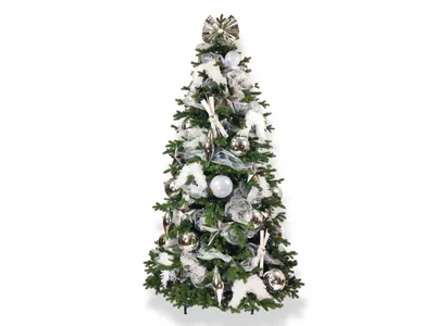 Immagine prodotto di Albero di Natale artificiale decorato con 118 ornamenti ALBERO DI NEVE 450 cm con supporto e ornamenti natalizi