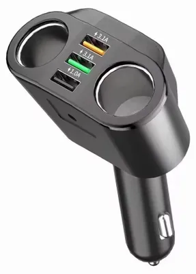Obrázek produktu pro Univerzální rozbočovač do zapalovače s USB nabíječkou (3,1 A a 1,0 A), 2 zásuvky, 12–24 V