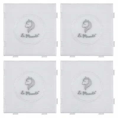 Zdjęcie produktu dla La Manuli Podkładki do koralików do prasowania Mini 2,6 mm, 4 szt. – przezroczyste płytki 14,5 x 14,5 cm do prasowanek, łączone
