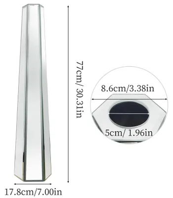 Produktbild von Dekorative Spiegelvase aus Glas - Bodenvase B-Style - Zerstoßene Diamantkristalle - Modern - Für Pampasgras und Kunstblumen - Silber