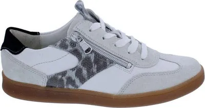 Produktbild von Waldläufer H-Daisy Sneaker mit Fußbett zum Wechseln 704005-402-297, Velour- u. Glattleder, Creme-Weiß mit Schwarz, Weite H 42