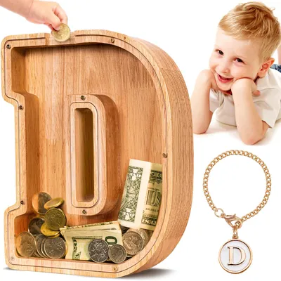 Image de Grande tirelire en bois avec les lettres A et Z, pour les enfants, les filles et les adultes, cadeau, décoration